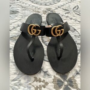 Gucci Black and Gold Sandals
